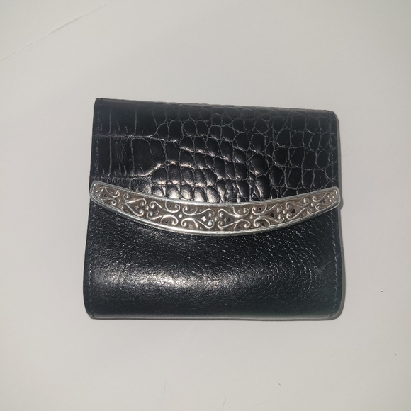 Brighton Black Leather Crocodile Embossed Wallet with Loop Fasteners for Belt - Picture 2 of 8
